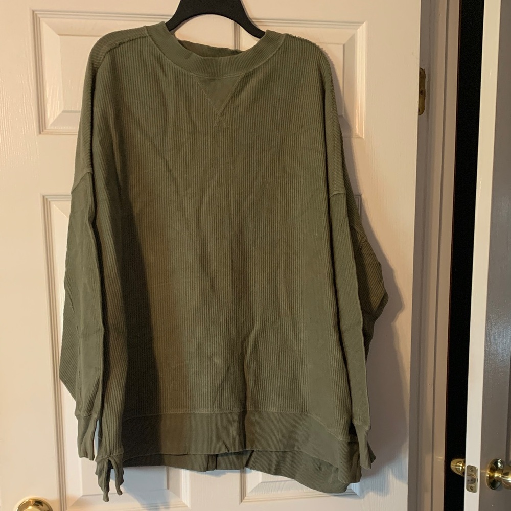 aerie Ribbed Olive Pullover Top
